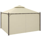 10' x 12' Outdoor Patio Gazebo with Curtains, Two-Tier Roof, Beige
