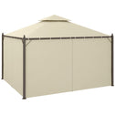 10' x 12' Outdoor Patio Gazebo with Curtains, Two-Tier Roof, Beige