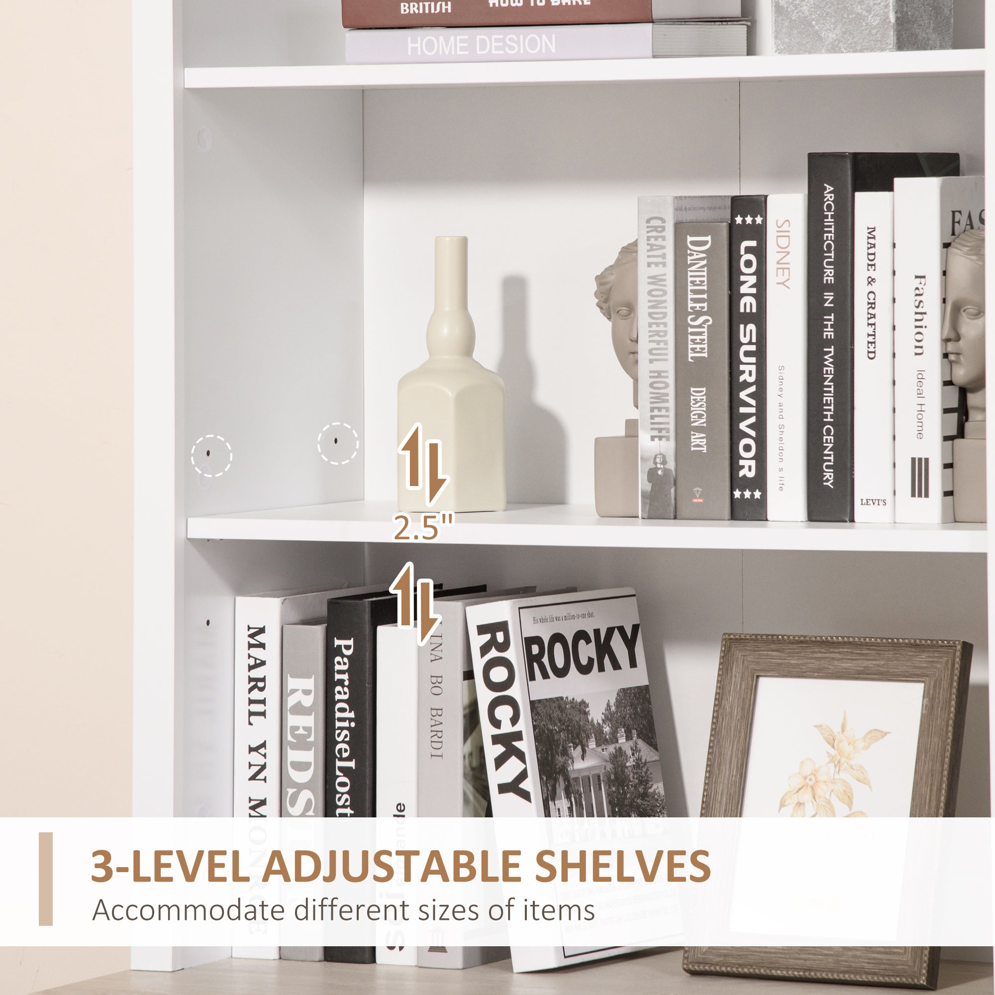 70" Kitchen Hutch, Freestanding Storage Pantry Cabinet with 3-Tier Shelving, Sideboard with Adjustable Shelves and Open Countertop, White