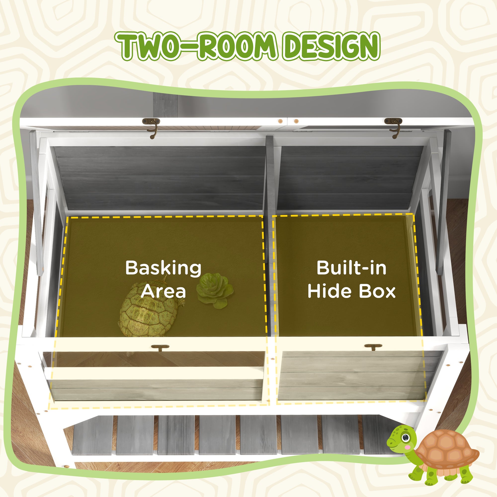 Tortoise Habitat with Shelf Storage Tortoise Gift Accessory with Weather Protection for Indoor, Light Gray
