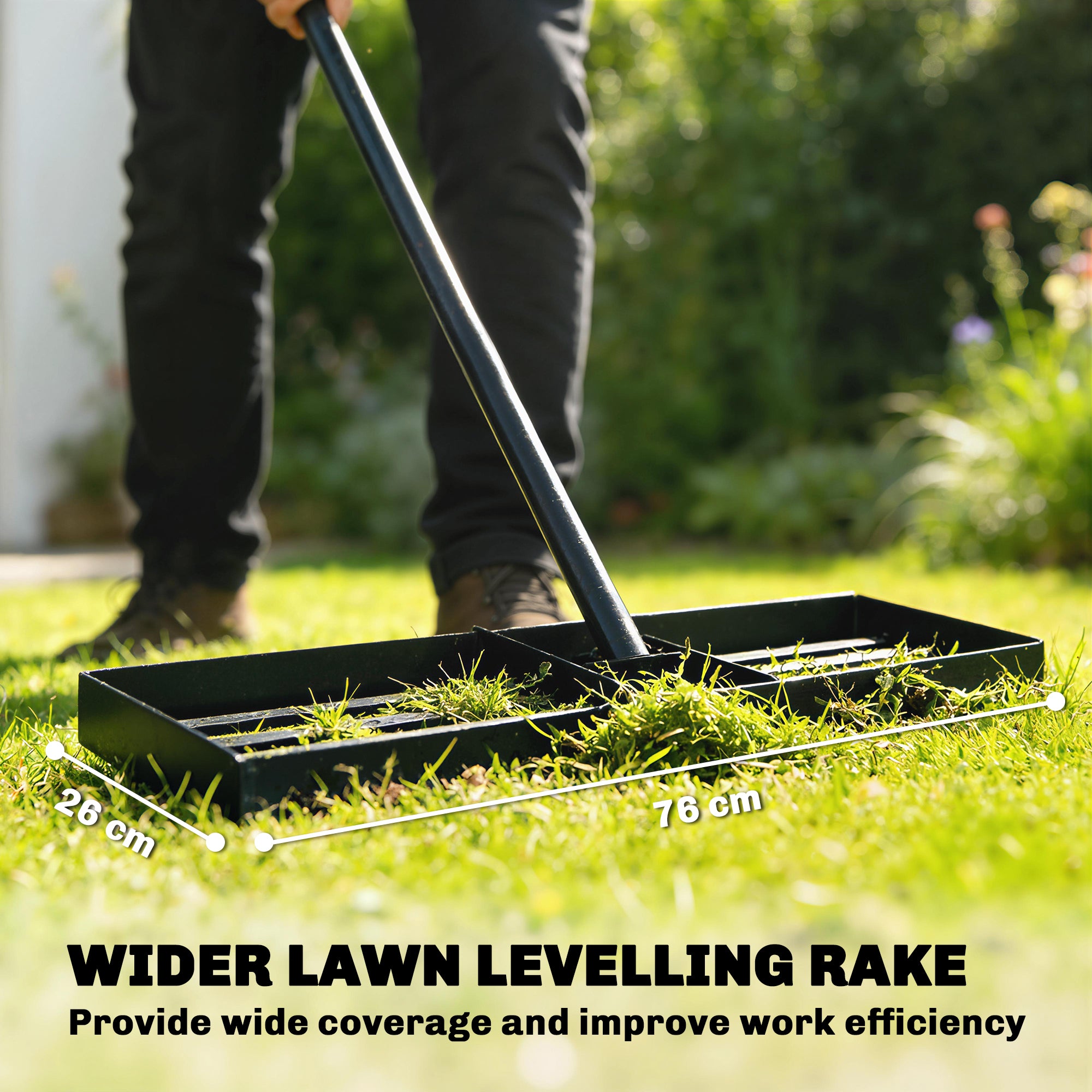Lawn Leveling Rake, 30" x 10" Heavy Duty Yard Leveling Rake with 66.5" Handle for Backyard, Golf Course