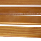 50" Outdoor Garden Bench, Park Patio Bench Loveseat, Wood & Metal Frame with Plastic Flourish Backrest, Natural Wood