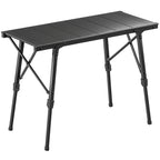 Adjustable Height Folding Picnic Table with Removable Plates, Aluminum Camping Table, Black