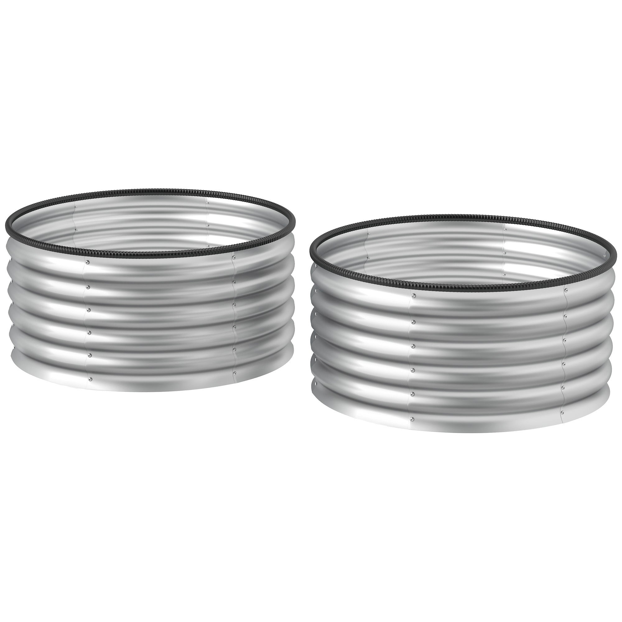 Set of 2 Raised Garden Bed, Metal Planter Box with Safety Edging, Easy-to-assemble Stock Tank 3'x3'x1.4' Silver