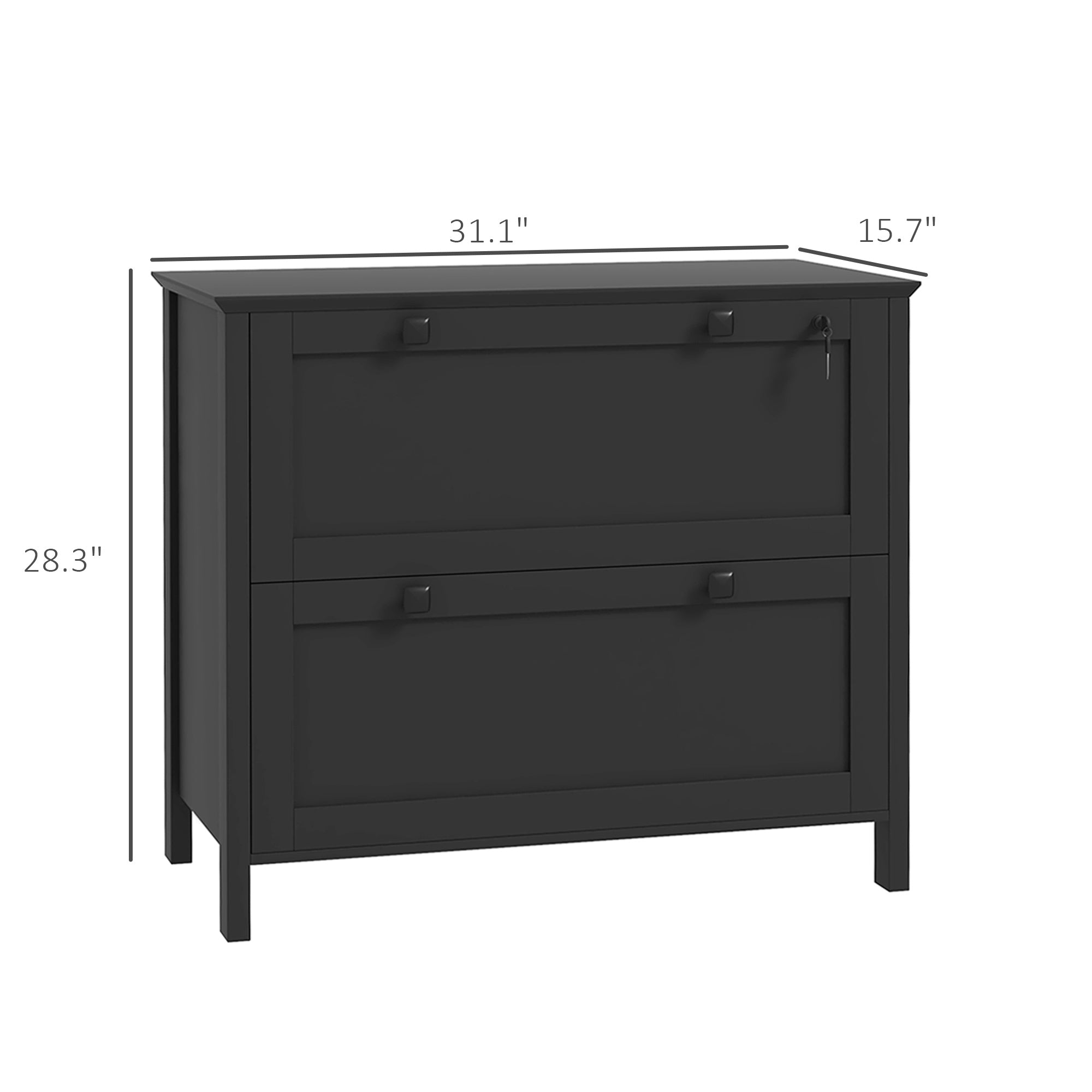 Lateral File Cabinet, 2 Drawer Filing Cabinet with Adjustable Hanging Bar for Letter, A4 and Legal Size, Black