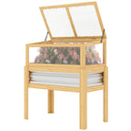 Raised Garden Bed with Mini Greenhouse, Elevated Planter Box with Legs and Bed Liner for Flowers, Vegetables