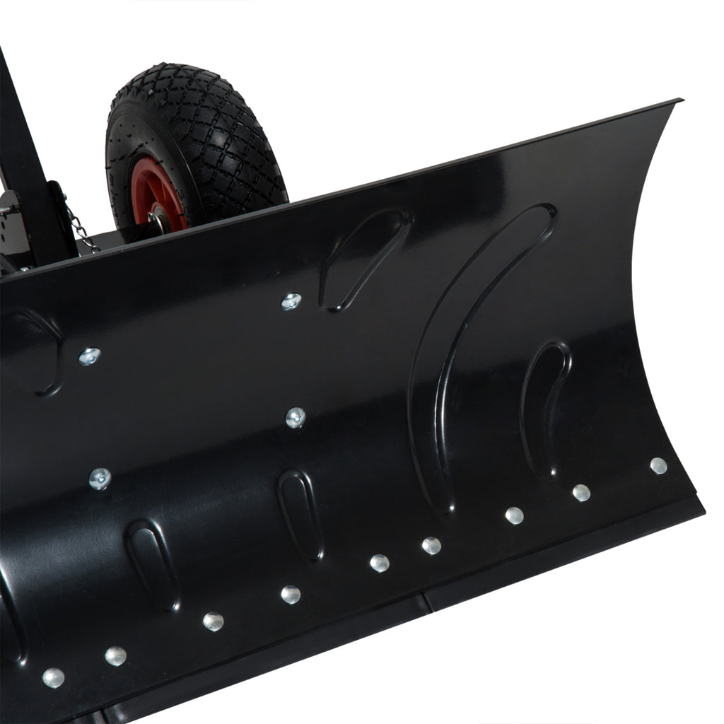 Snow Shovel Rolling Pusher with 29" Blade, 10" Wheels & Angle-Adjustable Handle, Black