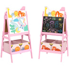 Doubel-Sided Easel for Kids w/ Whiteboard, Chalkboard, Storage Boxes, Blue