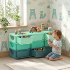 3 Tier Kids Storage Organizer with 9 Drawers for Bedroom, Nursery, Kindergarten, Living Room, Boys and Girls, Green
