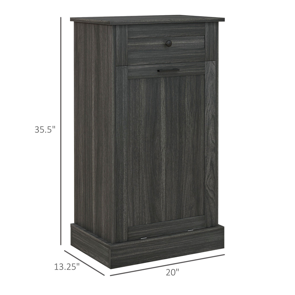 Kitchen Tilt Out Trash Bin Cabinet Free Standing Storage Cabinet with Drawer, Charcoal Gray