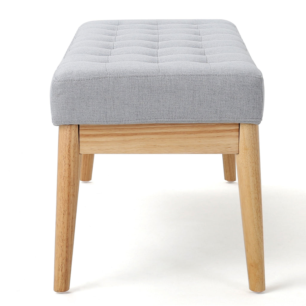 Fabric Ottoman with Cushioned Top, Sturdy Frame, and Space-Saving Design, 43.5" L x 15.75" W x 17" H, Light Gray