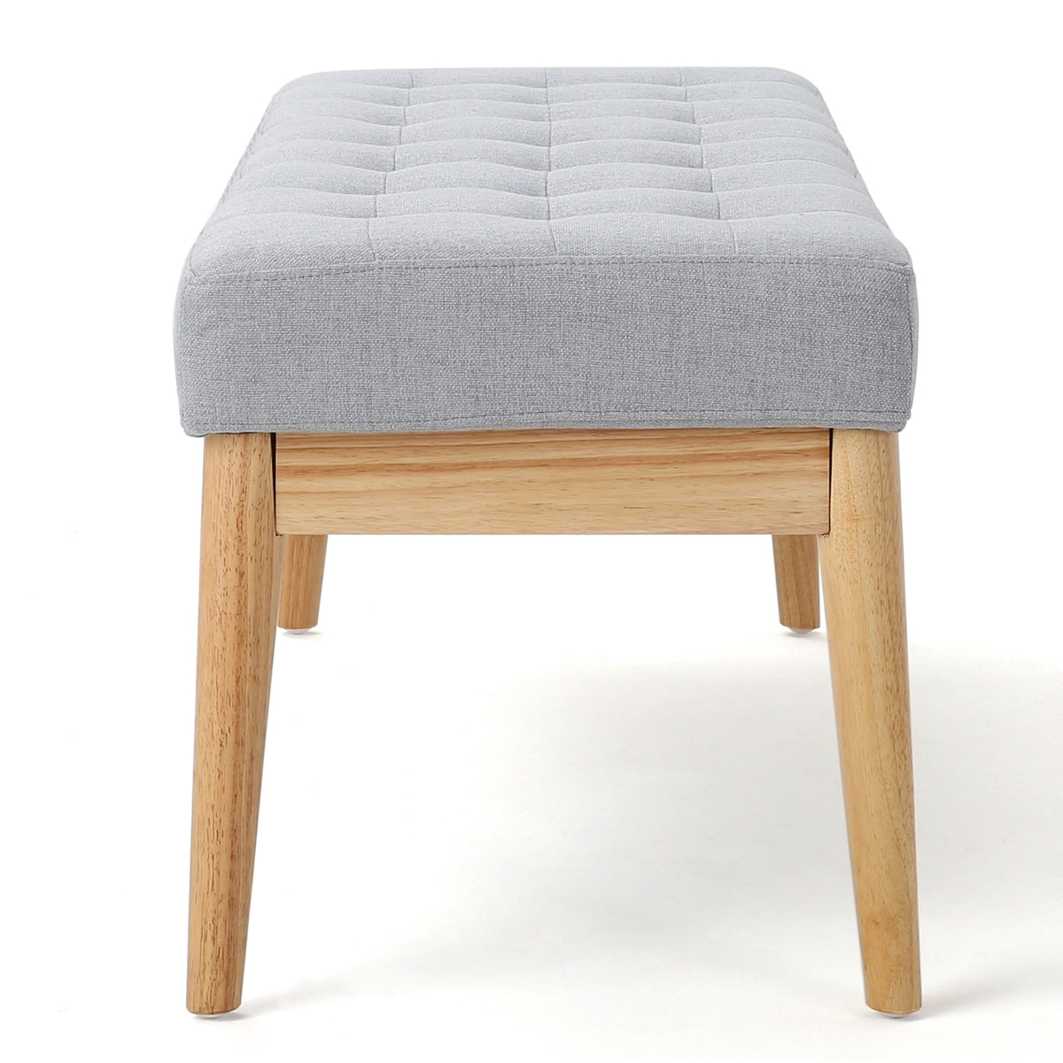 Fabric Ottoman with Cushioned Top, Sturdy Frame, and Space-Saving Design, 43.5" L x 15.75" W x 17" H, Light Gray