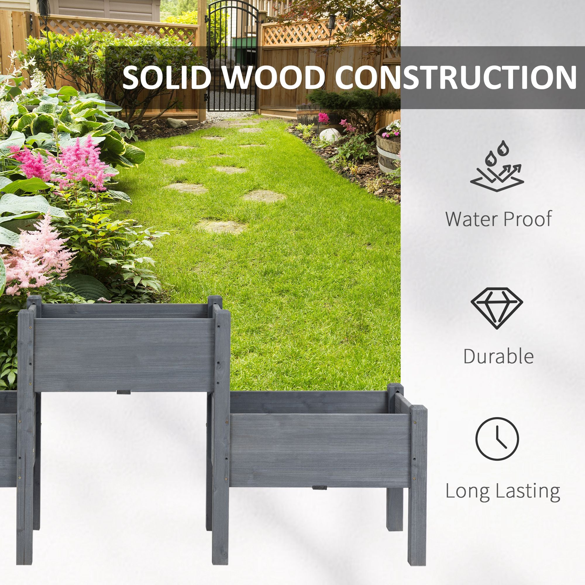 3 Tier Raised Garden Bed Freestanding Planter Box for Vegetables, Herb, Flowers
