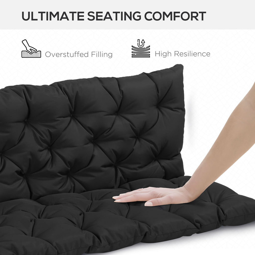 59" x 38" Tufted Bench Cushion for Outdoor Furniture, 3-Seater Replacement for Swing Chair, Patio Sofa/Couch, Black