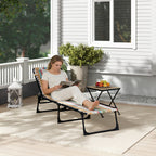 Folding Chaise Lounge Pool Chair with 4-Position Reclining Back, Pillow, Breathable Mesh & Bungee Seat, Rainbow Striped
