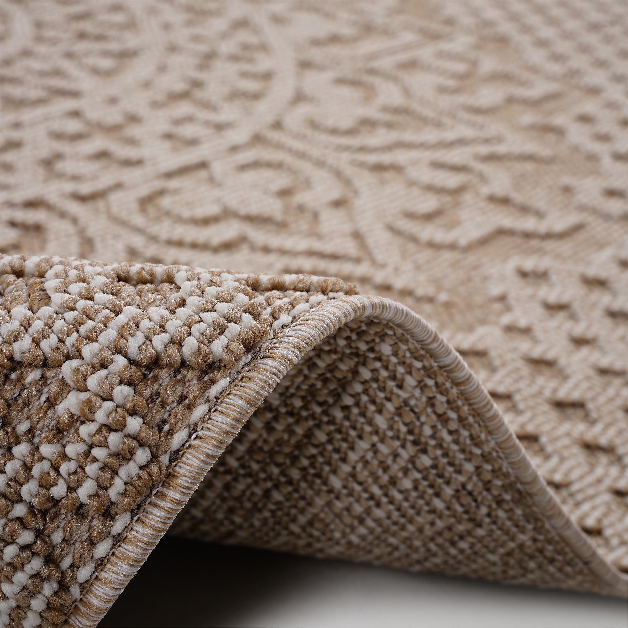Naar 4x6 Indoor Outdoor Stain-Resistant Area Rug with Medium Pile Height, Kid and Pet-Friendly Carpet, 74" L x 48" W x 0.3" H, Beige