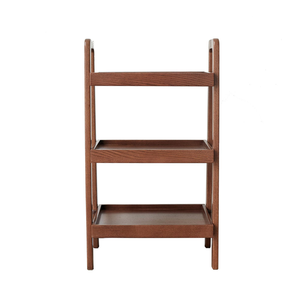 3-Tier Storage Shelf with Ladder-Style Shoe Rack, Waterproof Ladder Shelf with Easy-Clean Finish, 17.5″ L x 12.5″ W x 31.5″ H, Walnut
