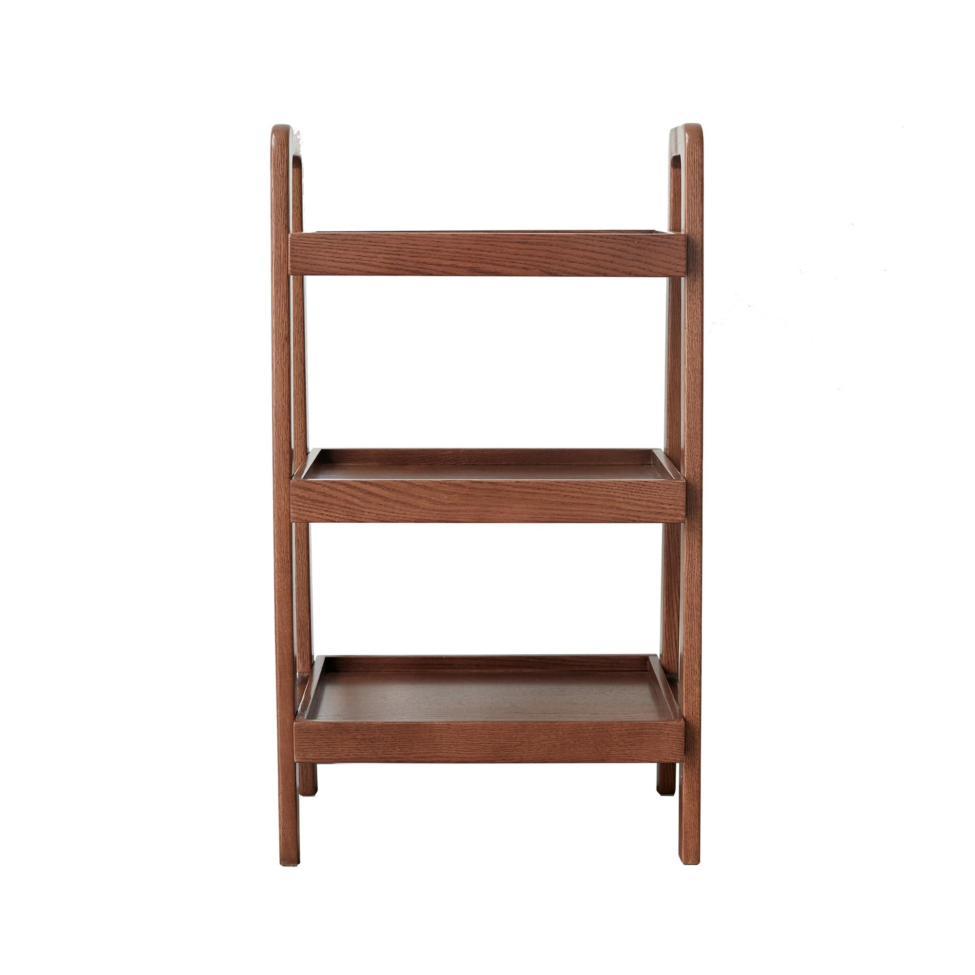 3-Tier Storage Shelf with Ladder-Style Shoe Rack, Waterproof Ladder Shelf with Easy-Clean Finish, 17.5″ L x 12.5″ W x 31.5″ H, Walnut