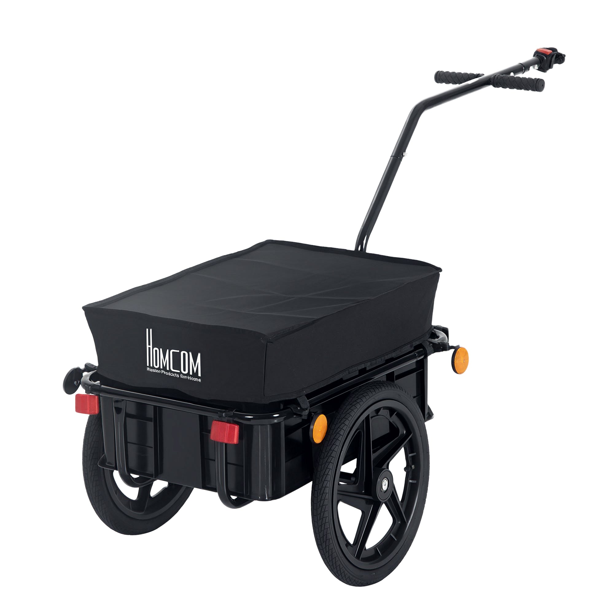 Bicycle Cargo Trailer with Removable Box and Waterproof Cover, Bike Wagon Trailer with Two 16in Wheels