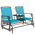 2 Seater Glider for Outside Outdoor Glider Seat with Breathable Mesh Fabric Armrests for Backyard Garden Porch Blue
