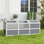 Wooden Tortoise Habitat Outdoor w/ Bottomless Design, Doors, PC Sun Panel Windows, for Small Animals, Rabbit, Light Gray