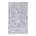 2x3 Kid and Pet Friendly Machine Washable Area Rug, Low-Pile, Non-Slip, Non-Shedding, Foldable Bath Mats for Bathroom, Blue+Cream