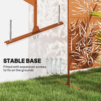 Decorative Privacy Fence Screen, Metal Outdoor Privacy Screen Climbing Plant Trellis with Stand, Bamboo Brown
