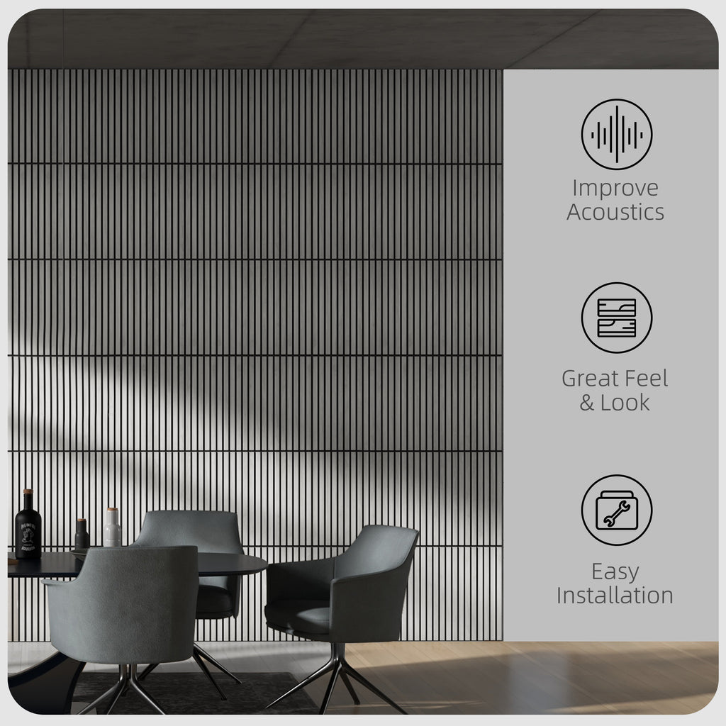 24"x24" Wood Panels for Wall, 4 Pack Acoustic Panels, Sound Absorbing Slat Wall For Interior Wall Decor, Home, Gray