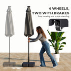 Patio Umbrella Base with Wheels Outdoor Umbrella Stand Holder for 1.5"/1.9" Poles Black