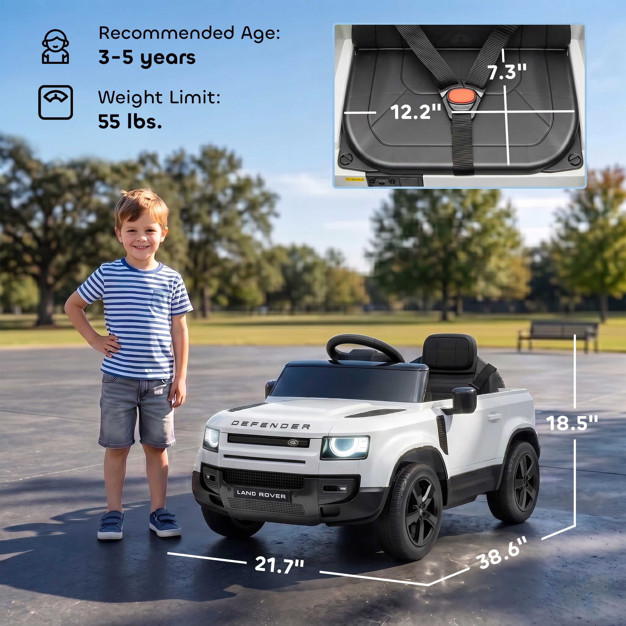 12V Ride on Car Licensed with Remote, Suspension, Slow Start, 3 Speeds, Lights, Music, Horn for 3-5, White