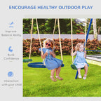693 lbs Metal Swing Set for Kids, 5 in 1 Outdoor Playset with Heavy Duty A-Frame Stand, 29.5" Saucer Swing, Slide, Teeter-Totter, Glider, for Backyard, Blue
