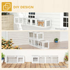 Wooden 98" Cat Tunnel for Outdoor with Combinable Design, 8 Doors, White