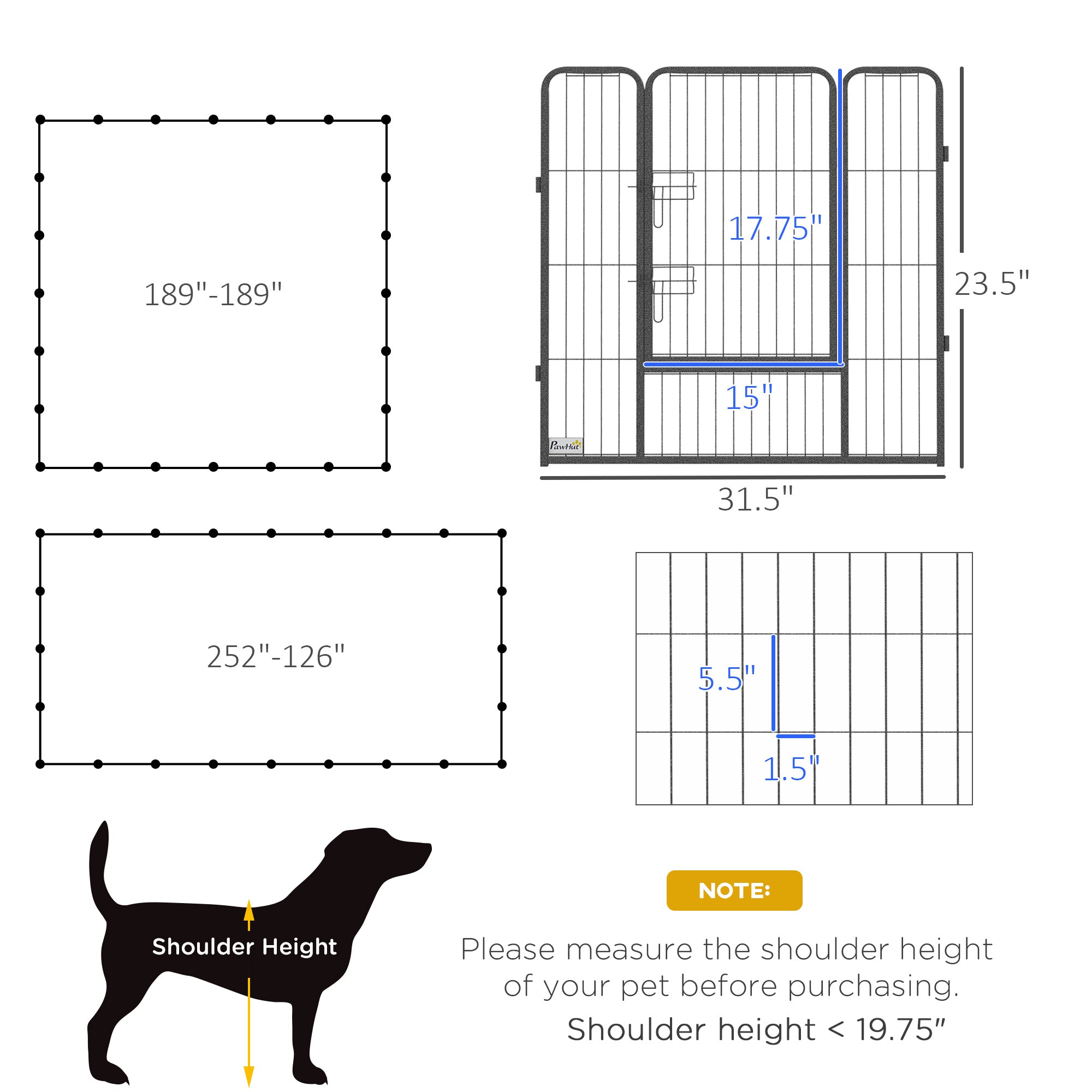 24 Panel Dog Playpen for Small and Medium Dogs with Lockable Door, 15.7' x 15.7' x 2.6'