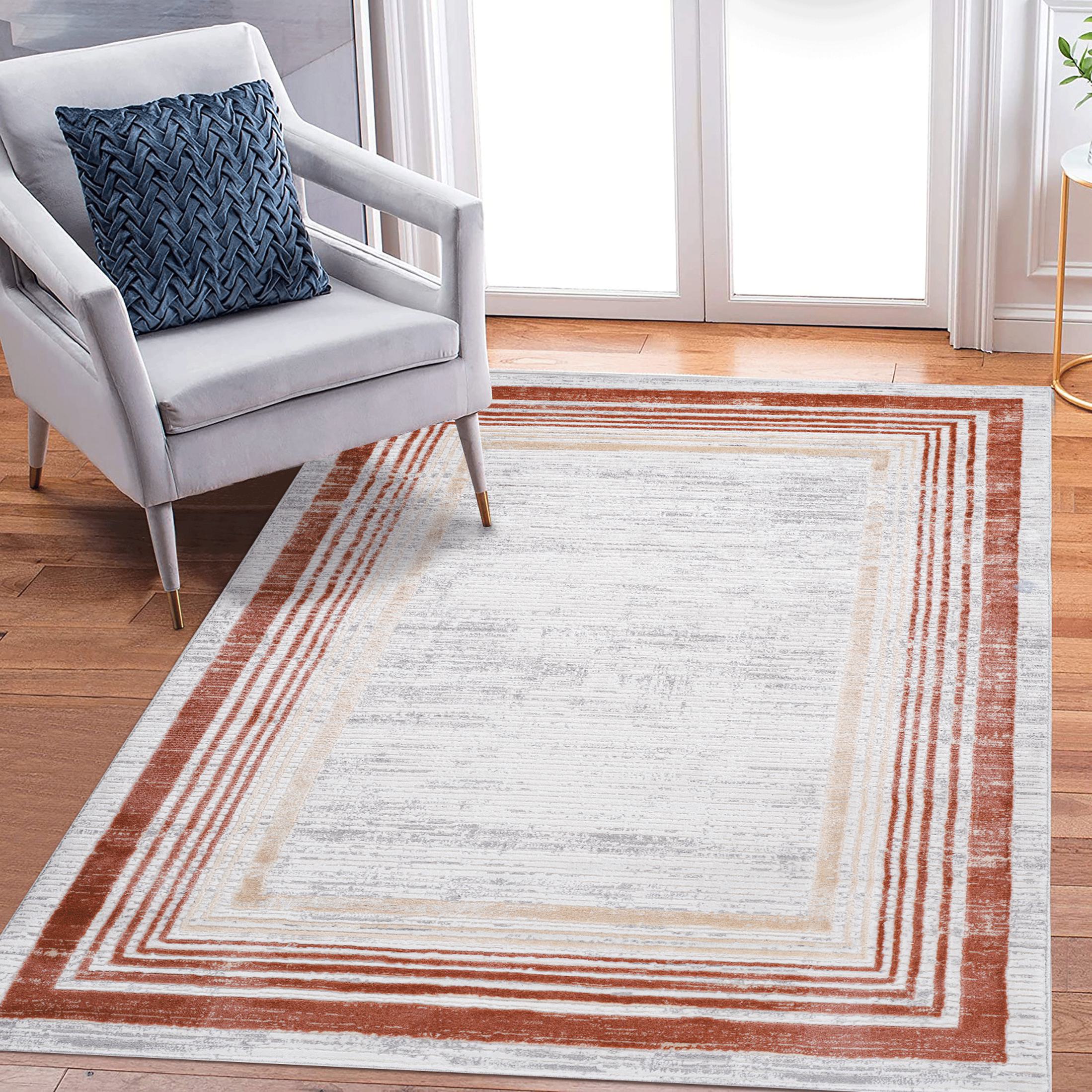 Naar 5x7 Stain-Resistant Area Rug with Cotton Backing, Medium Pile Height, Stylish Kid and Pet-Friendly Carpet, 90" L x 63" W x 0.35" H, Brown