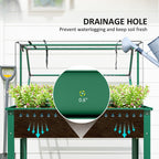 Elevated Garden Box with Greenhouse Cover, Raised Garden Bed with Legs and Drainage Hole for Vegetables, Green