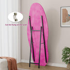 Full-Length Mirror with Flannel-Wrapped Wooden Frame, Irregular Wavy Design, Tempered Glass for Living Room, 63" L x 24" W x 2.5" H, Rose Pink