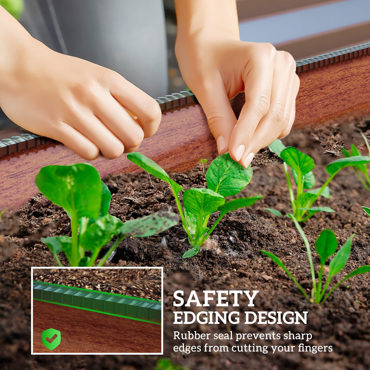 7.9' x 2' x 1' Galvanized Raised Garden Bed Kit, Metal Planter Box with Safety Edging, Brown
