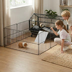 Rolling Metal Rabbit, Guinea Pig, or Small Animal Hutch Cage with Main House and Run