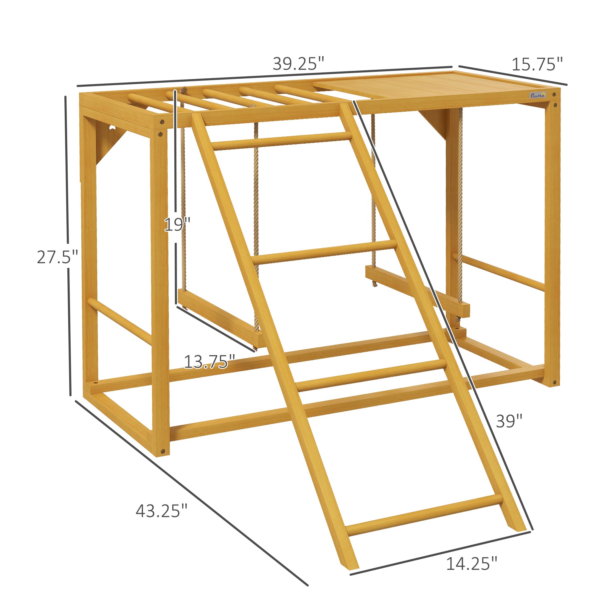 Wooden Chicken Activity Play w/ Swing Set, Chicken Coop Toy, Natural
