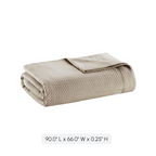 Machine Washable Egyptian Cotton Blanket with Breathable Weave, OEKO-TEX Certified, Ideal for Any Bedroom, 90" L x 66" W x 0.25" H, Khaki