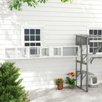 Wooden 98" Cat Tunnel for Outdoor with Combinable Design, 8 Doors, White