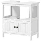 Pedestal Sink Storage Cabinet, Bathroom Under Sink Cabinet with 2 Doors and Open Shelf, Bathroom Vanity, White