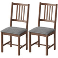 Set of 2 Dining Chairs, Upholstered Slat Back Dining Room Chairs with Rubberwood Legs and Padded Seat, Walnut