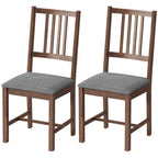 Set of 2 Dining Chairs, Upholstered Slat Back Dining Room Chairs with Rubberwood Legs and Padded Seat, Walnut