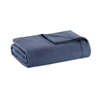 Ultra-Soft and Durable Egyptian Cotton Blanket with Breathable Weave, Machine Washable, Perfect for Any Room, 90" L x 66" W x 0.25" H, Blue
