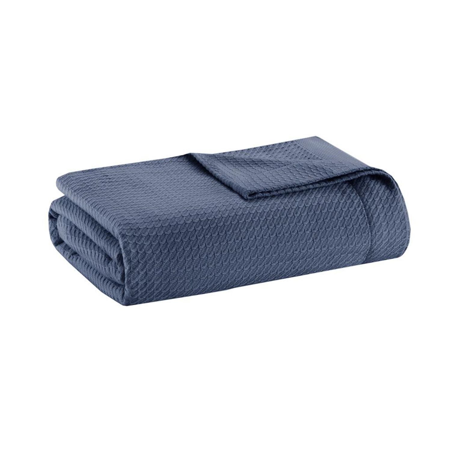 Ultra-Soft and Durable Egyptian Cotton Blanket with Breathable Weave, Machine Washable, Perfect for Any Room, 90" L x 66" W x 0.25" H, Blue