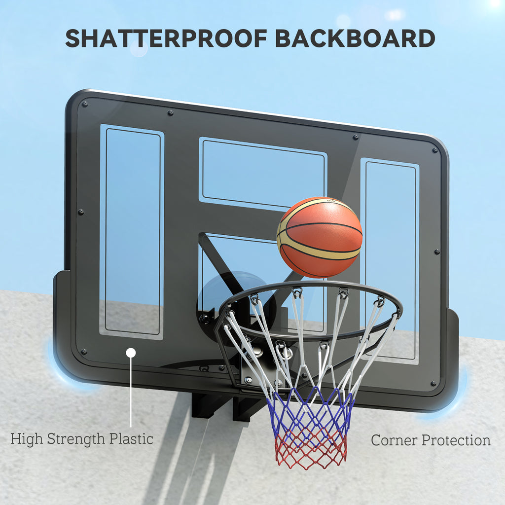 Wall Mounted Basketball Hoop, Basketball Goal Combo Kit with 43" Reinforced Shatter Resistant Backboard and All Weather Net for Indoor or Outdoor Use