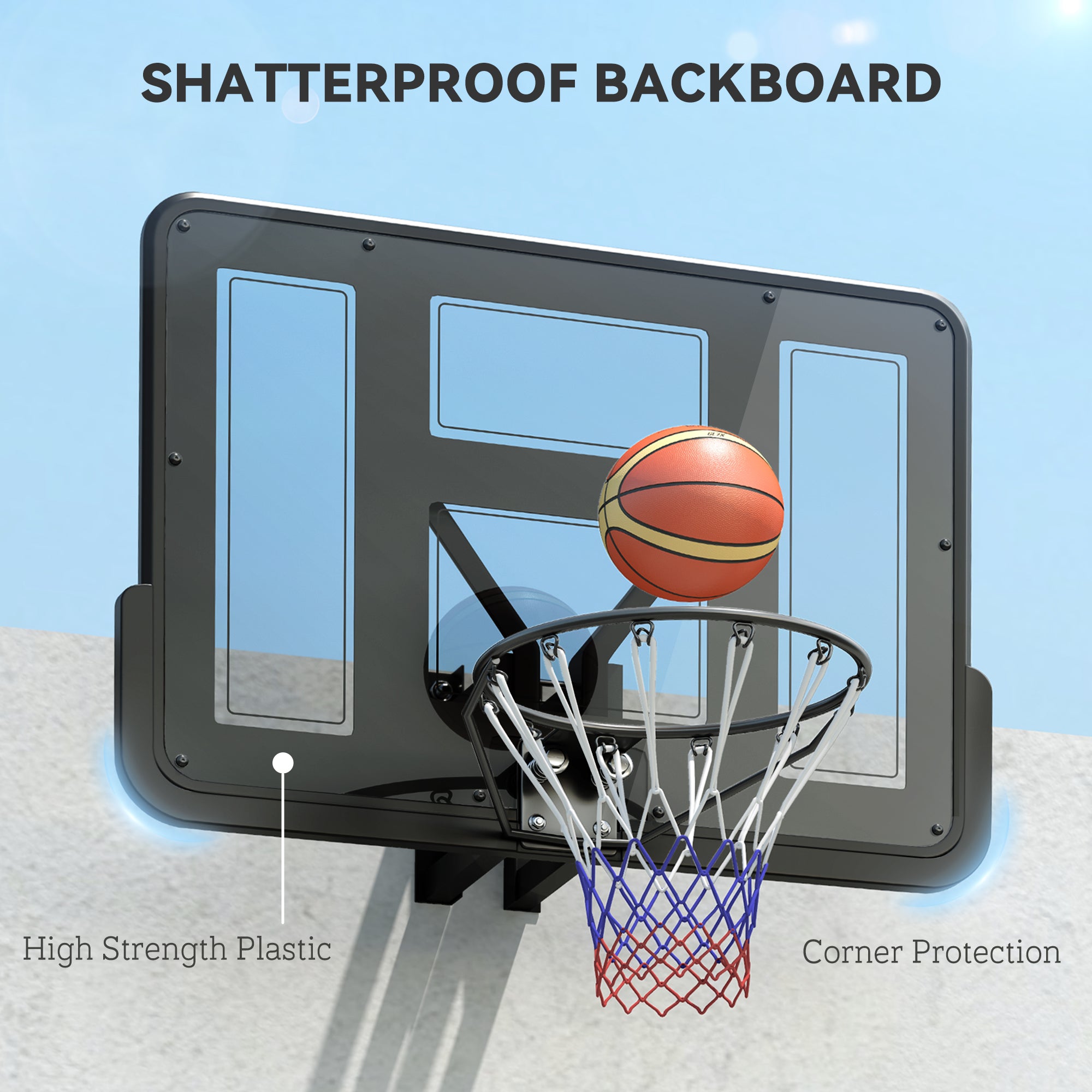 Wall Mounted Basketball Hoop, Basketball Goal Combo Kit with 43" Reinforced Shatter Resistant Backboard and All Weather Net for Indoor or Outdoor Use