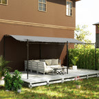 10' x 20' Wall-Mounted Outdoor Pergola Canopy, Metal Patio Canopy with Drainage Holes for Backyard Garden, Dark Gray