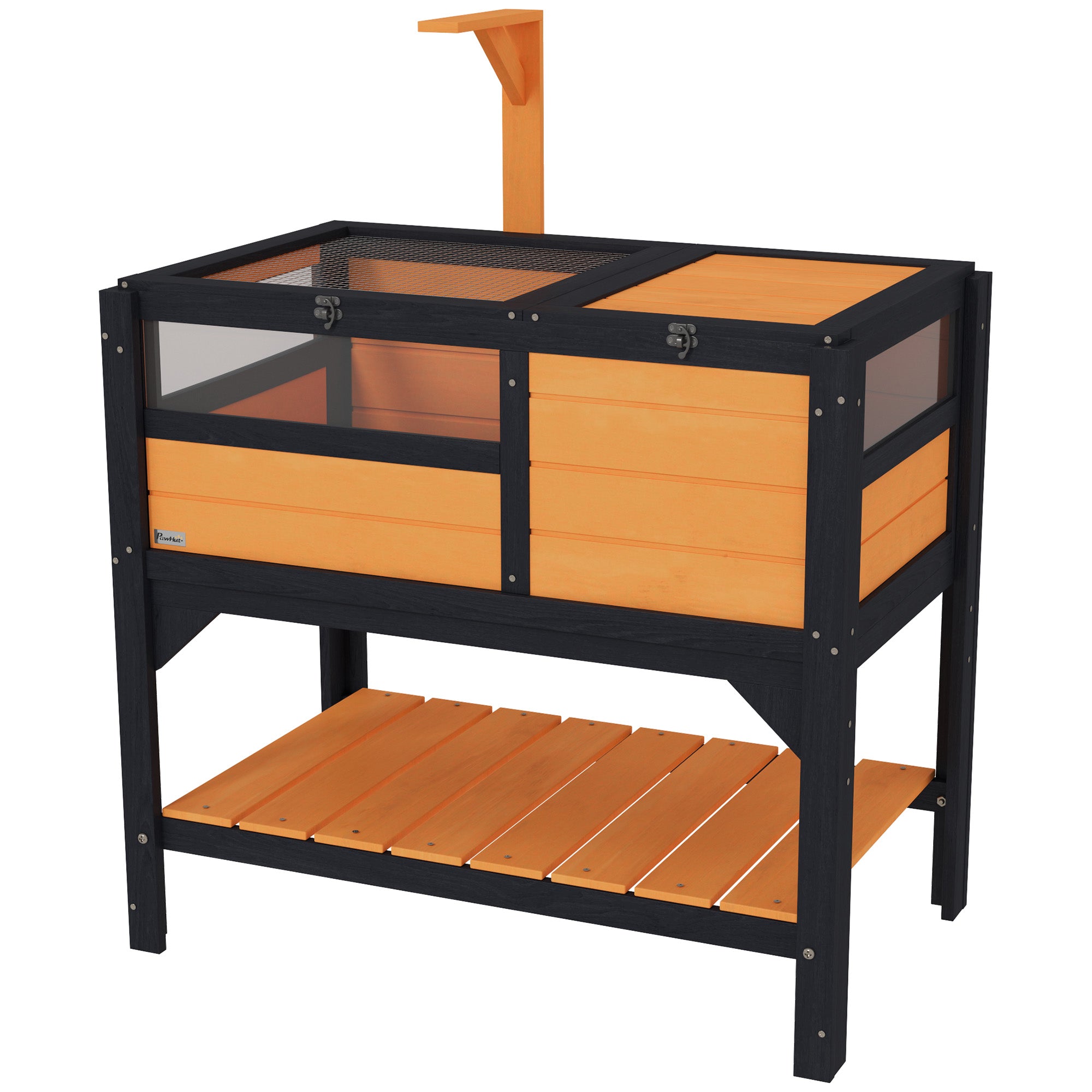 Tortoise Habitat with Shelf Storage Tortoise Gift Accessory with Weather Protection for Indoor, Yellow
